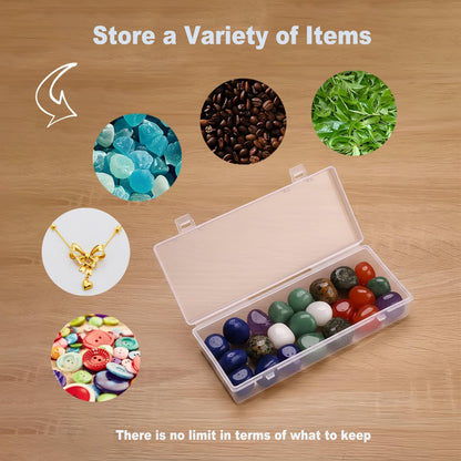 Forever bene 6 Pack Clear Plastic Storage Boxes with Hinged Lids, 6x2.6x1.2 Inches Long Rectangular Organizer for Diamond Art Accessories, Beads, Crafts