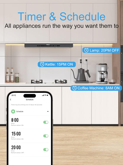 EIGHTREE Smart Plug 15A, Smart Plugs That Compatible with Alexa & Google Home & SmartThings, No Hub Required, Smart Outlet with Remote Control, Timer & Schedule, 2.4GHz WiFi Only, 4 Packs