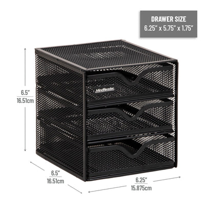 Mind Reader Desktop Accessory Storage, Desk Supplies, Organizer, Office, Metal Mesh, 6.25" L x 6.5" W x 6.5" H, Black