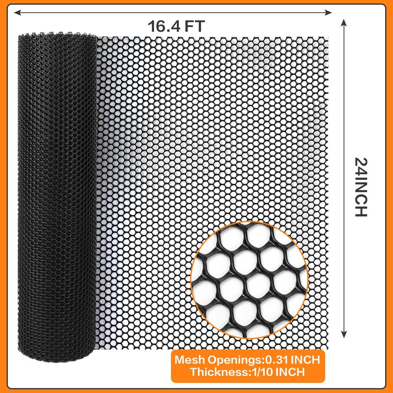 Bar Shelf Liner for Countertop, Glass Drying 24 Inch Wide Plastic Mesh Liners Mat, Non Slip Bar Mats Cabinet Liner for Pub Shelves Cupboard, 61X500CM, Black