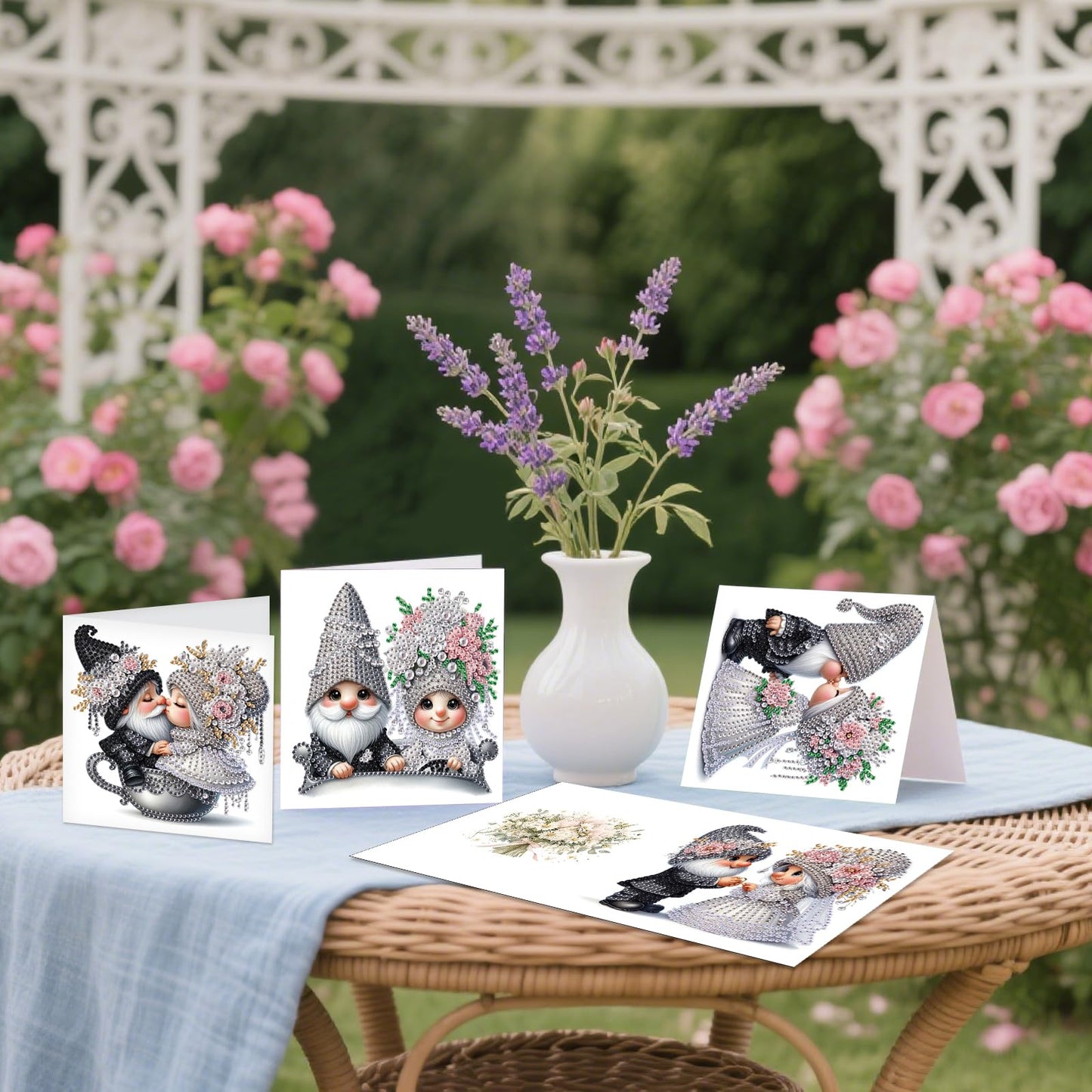 JZHYOAN 6Pcs Diamond Painting Cards for Marry Diamond Art Card with Envelopes Double -Person Wedding Greeting Cards Crystal Arts Craft Handmade Gem Art Gem Painting Mosaic Kit for Adults