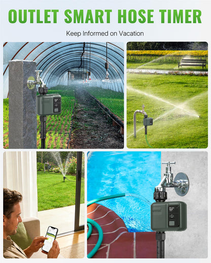 WILAWELS WiFi Water Timer for Garden Hose, Sprinkler Timer 1 Zone, Smart Hose Water with WiFi Irrigation Controller,Voice Control RF433 Automatic Irrigation System/Rain Delay/Manual Watering D31WT06