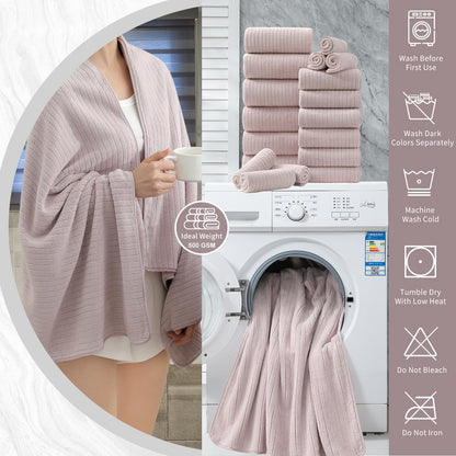 18 Set,Soft Set Loops-6 Towels,6 Towels,6 Set Piece Bath Towels Family Bathroom Towel with Hanging Bath Hand