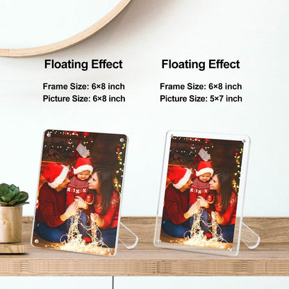Boxalls 6x8 Inches Acrylic Picture Frame with Stand, Clear Photo Frame with Magnets for Tabletop Display Horizontally or Vertically