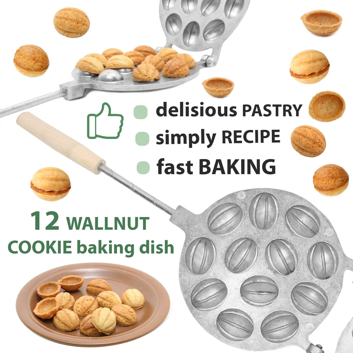 12 Walnut Cookie Mold Maker - Oreshki Mold Maker - Walnut Cookie Molds - Russian - Oreshki Maker