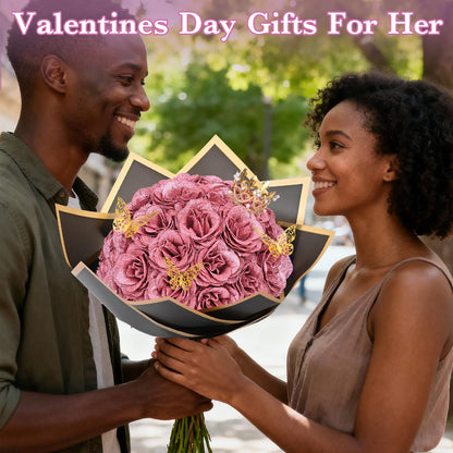 Waipfaru Rose Gold Glitter Roses Bouquet, DIY Flowers Bouquet, Birthday Gifts for Women Mom Grandma Wife Girlfriend, 36 Pcs Fake Rose for Valentines, Mothers Day, Anniversary, Graduation Gifts