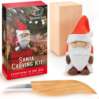 BeaverCraft DIY06 Santa Whittling Kit – Wood Carving Kit for Beginners – Wood Carving Tools Set, Diy Crafts for Adults – Woodworking Kits for Kids&Teens – Hobby Kits for Adults, Woodworking Gifts