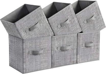 SONGMICS Storage Cubes - 11-Inch Foldable Fabric Bins with Double Handles | Set of 6 in Cattail Gray
