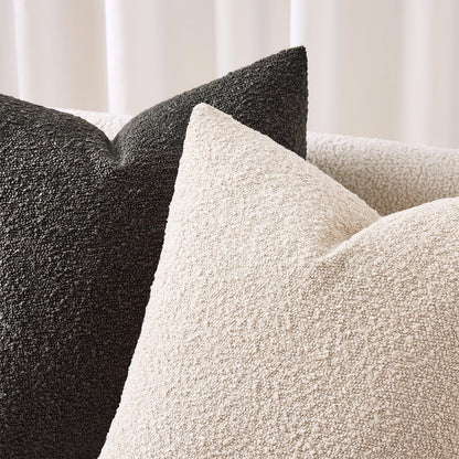 Pack 2 Cozy 18 18 Inch ANRODUO of Textured Boucle Throw Pillow Covers Soft Oatmeal Decorative Accent Solid Pillow Cases