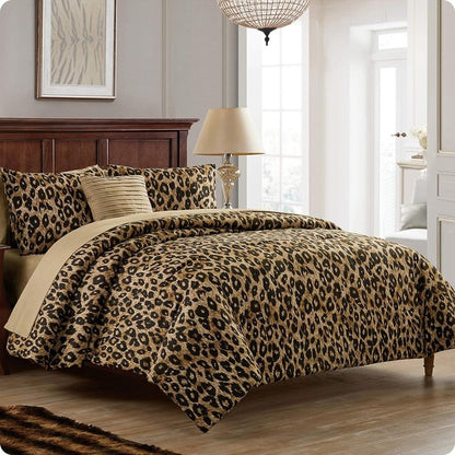 VCNY Home Bed in a Bag 8-Piece Bedding Set - Queen Size | Cheetah Print Shams, Decorative Pillows & Pillowcases | Elevate Your Home Decor | Luxurious, Soft & Cozy | No-Wrinkle Microfiber Polyester