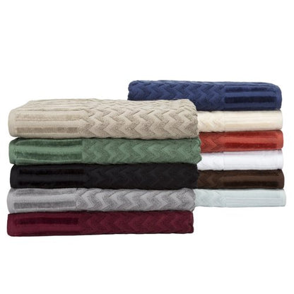 Lavish Home 6-Piece Cotton Deluxe Plush Bath Towel Set – Chevron Pattern Plush Sculpted Spa Luxury Decorative Body, Hand and Face Towels (Navy), 27'x54"x0.25"
