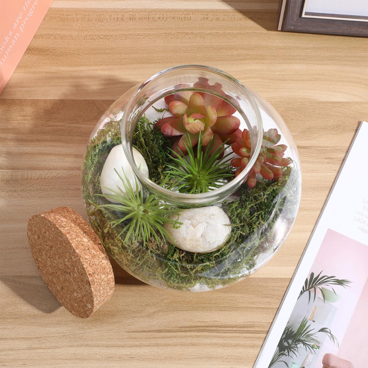 Cabilock Glass Terrarium Jar with Cork Lid, Ecological Bottle Micro Landscaping Bottle Storage Container Home Office Decor for Succulents Ferns and Decorative Plants