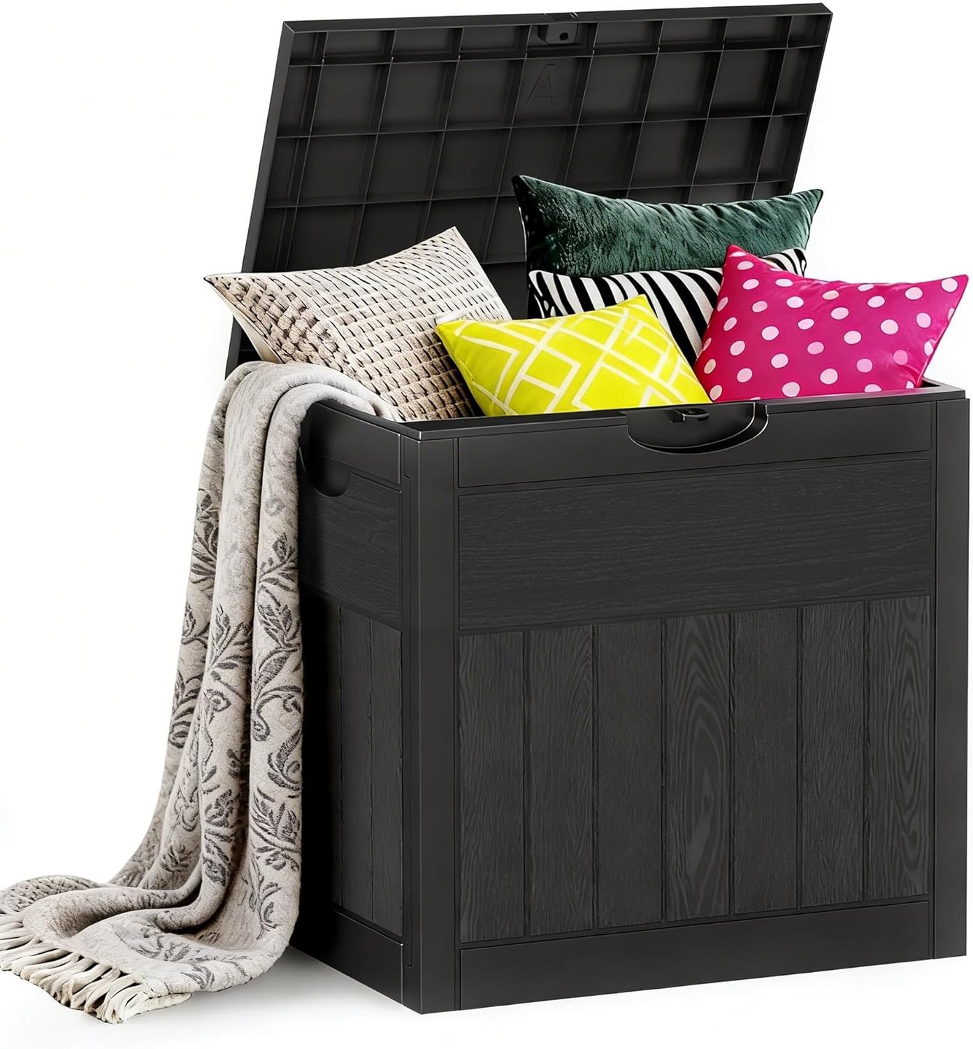 33 ZYJOYY Gallon Resin Deck Box Waterproof Outdoor Storage Box and Patio Furniture Side Table for Pool Accessories