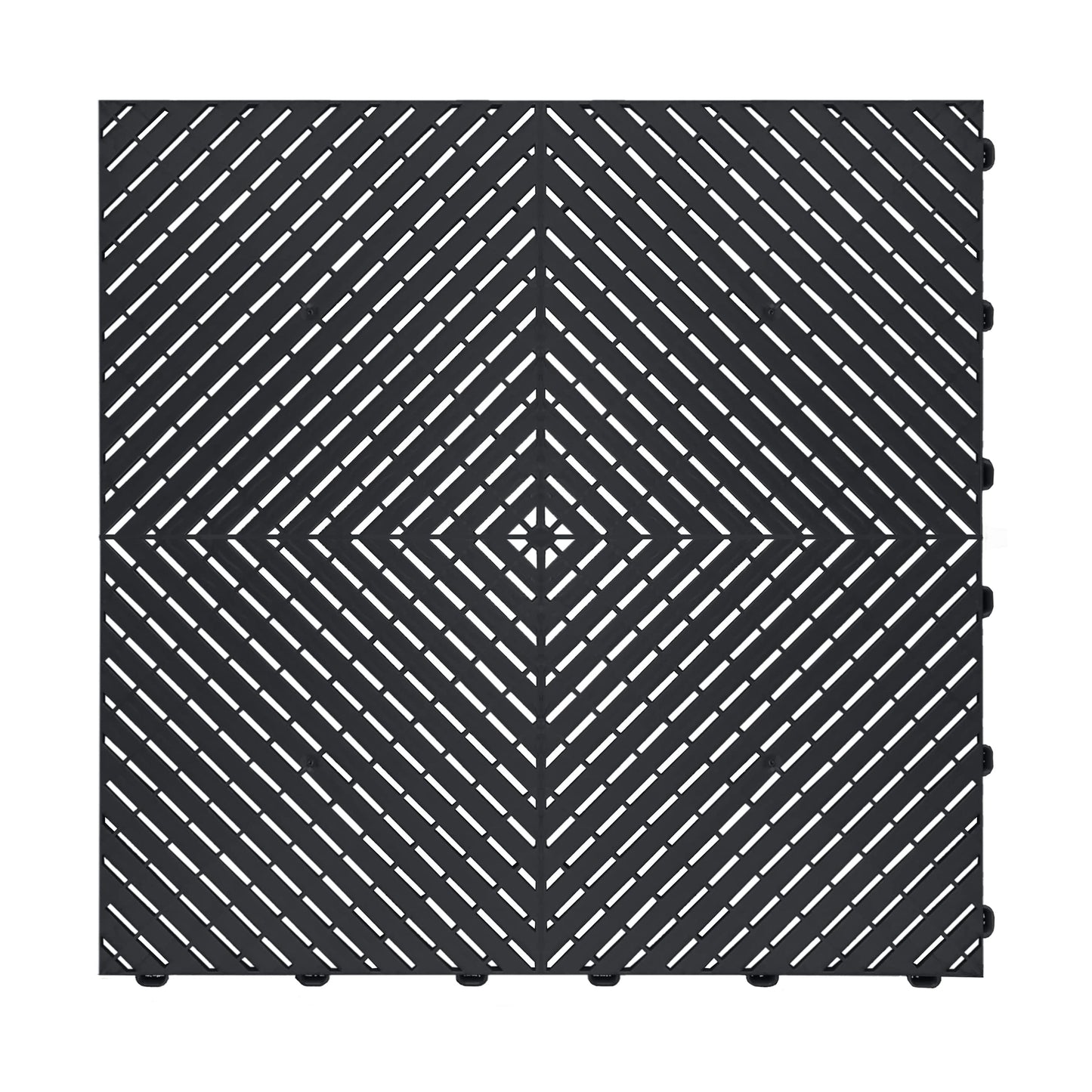 Swisstrax Ribtrax Smooth PRO Interlocking Garage Floor Tiles, 15.75 x 15.75-Inch, Jet Black, 24 Piece Set