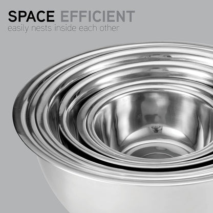 COOK WITH COLOR 6 Piece Stainless Steel Mixing Bowls Set, Nesting Prep and Mixing Bowls