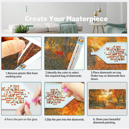 ATDMS Large Diamond Art Kits for Adults - DIY 5D Landscape Diamond Painting Kits for Adults,Full Drill Forest Diamond Painting, Sunset Gem Art Kits for Home Wall Decor 27.5x15.7 Inch