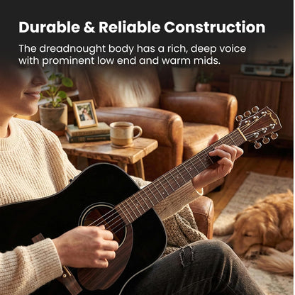 Fender CD-60S Solid Top Dreadnought Acoustic Guitar - Black Bundle with Hard Case, Tuner, Strap, Strings, Picks, and Austin Bazaar Instructional DVD