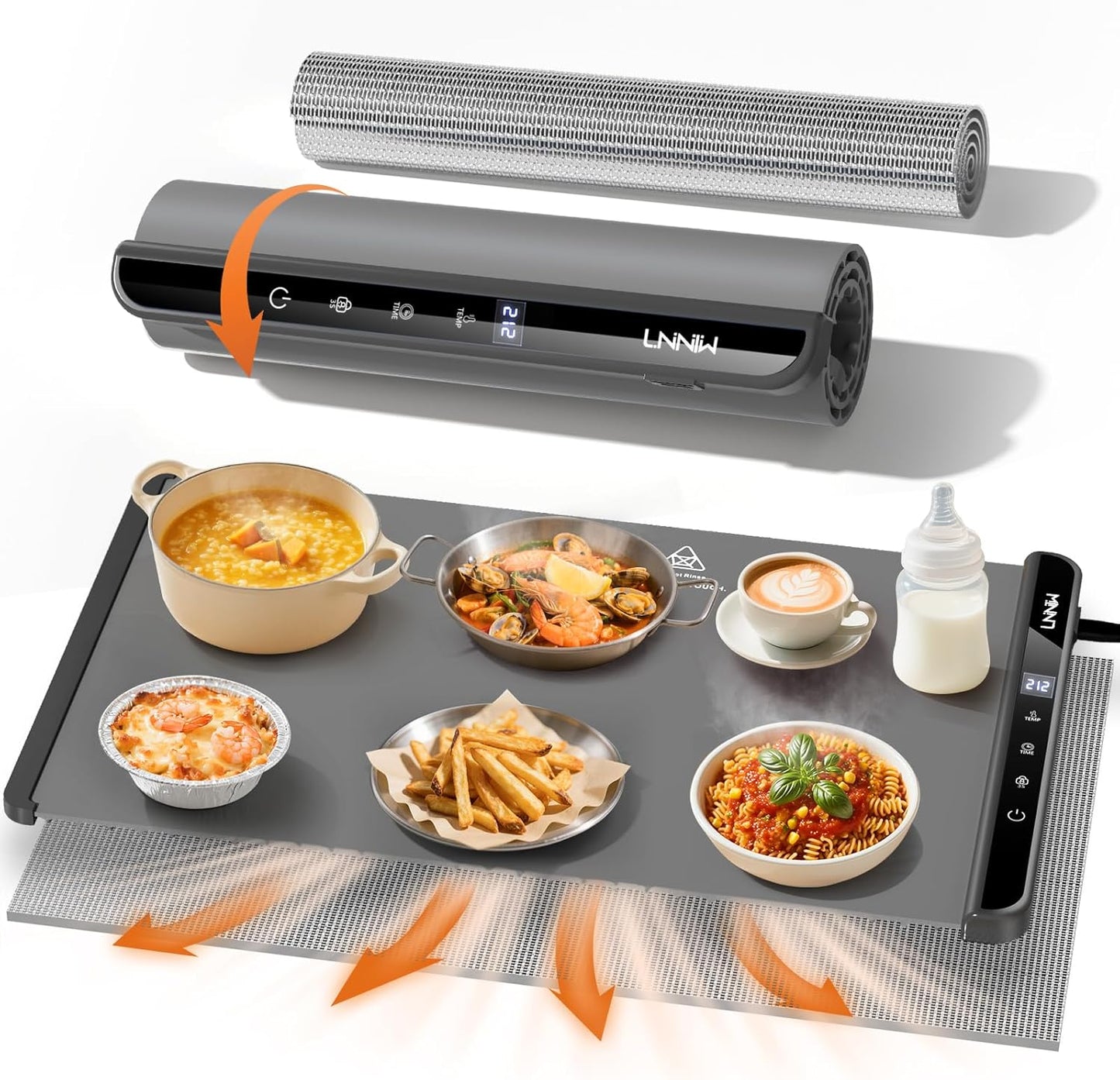 26X15 Inch, 6 6 Settings, Food Warming Mat with Heat-Resistant Pad, Temperature & Timer Child Lock Safety,Food Warmer