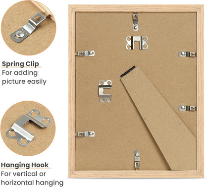 Upsimples 8.5x11 Picture Frame - Natural Solid Wood Design for Wall or Tabletop Display, 1 Pack