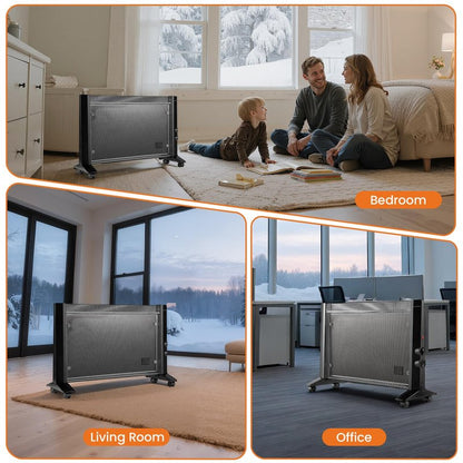 Space Heater for Indoor Use Large Room, 1500W Infrared Electric Room Heater for Bedroom Office, Overheating & Tip-Over Protection