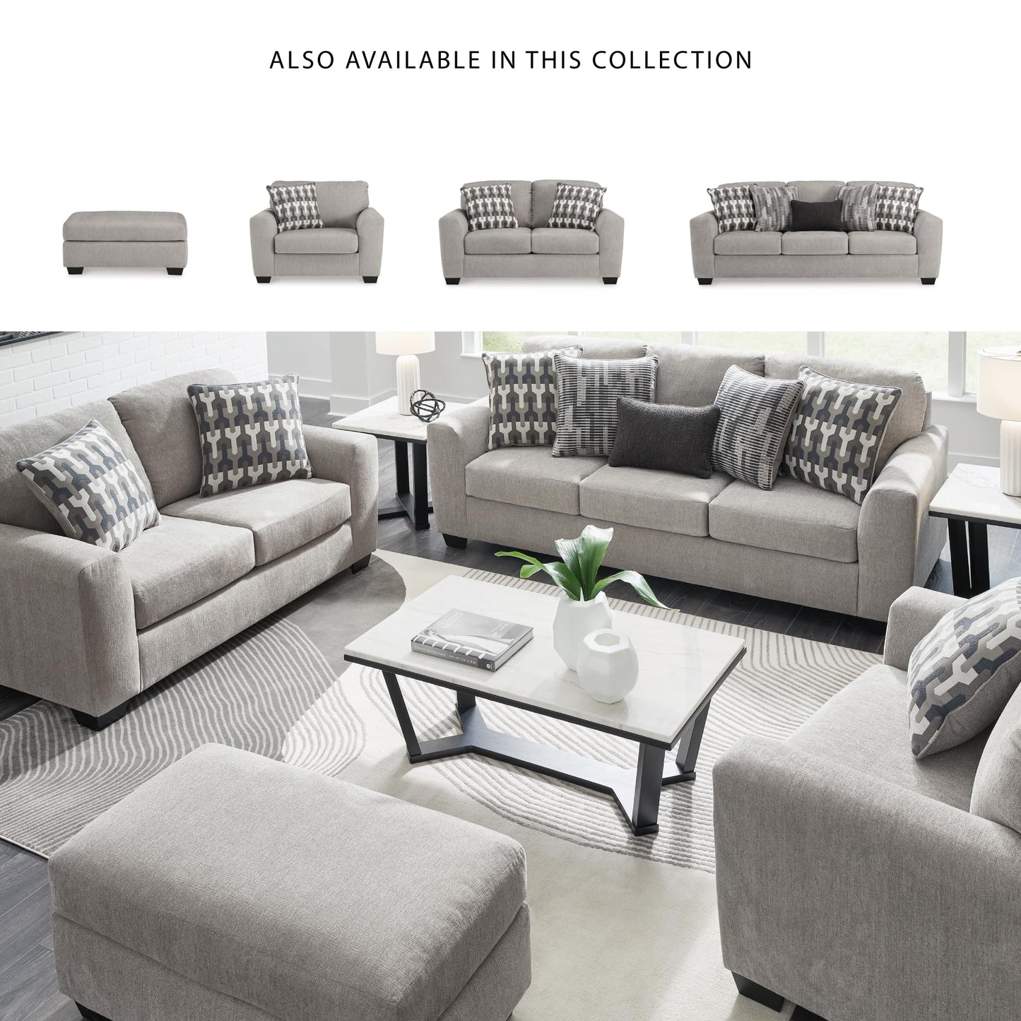 Signature Design by Ashley Avenal Park Casual Upholstered Oversized Chair with 1 Toss Pillow, Light Gray
