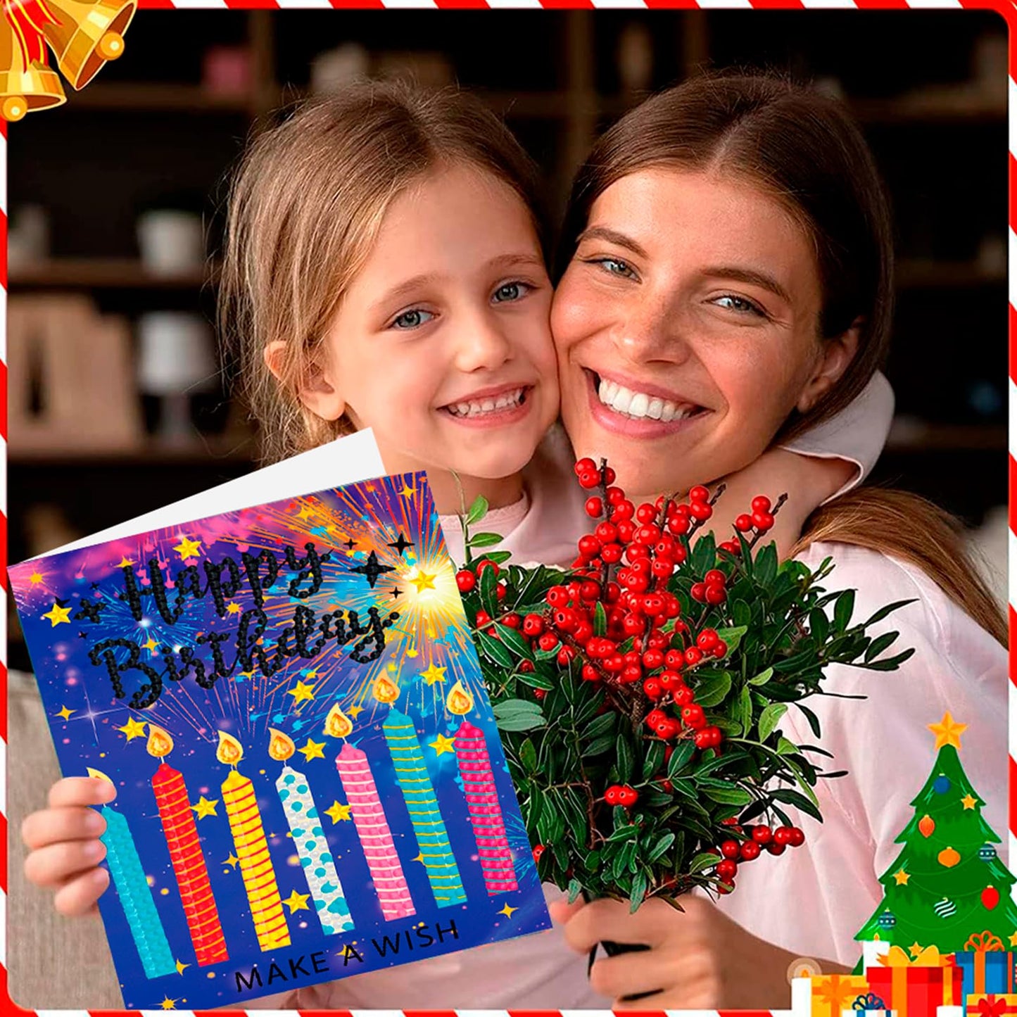 ACSAUMMY Diamond Art Painting Happy Birthday Cards, 8 Packs DIY 5D Diamond Greeting Cards Kits for Adults Diamond Art Birthday Cards with Envelopes Birthday Gifts for Families, Friends, Partners