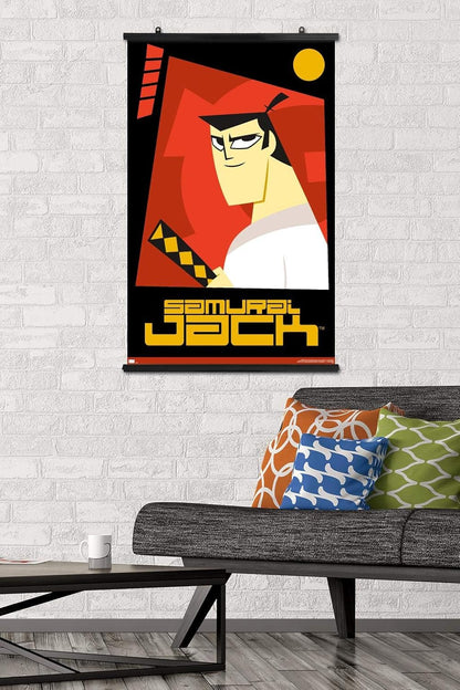 Trends International Samurai Jack Red Wall Poster, 34L x 22.4W, Premium Poster & Clip Bundle