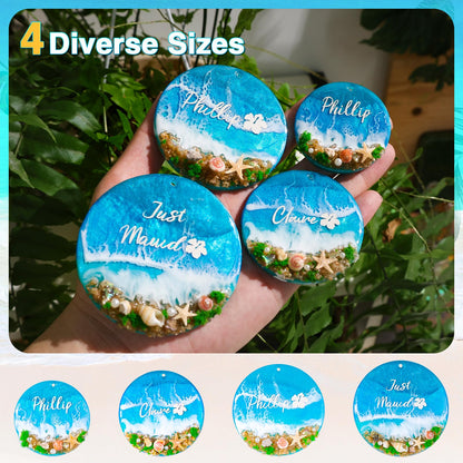 LET’S Resin 21-Cavities Keychain Resin Molds with Hole, 4 Sizes 2.95'' 2.76'' 2.36'' 1.97'' Flat Circle Round Silicone Molds for Resin, Epoxy Resin Molds for DIY Christmas Ornaments,Wedding Favor