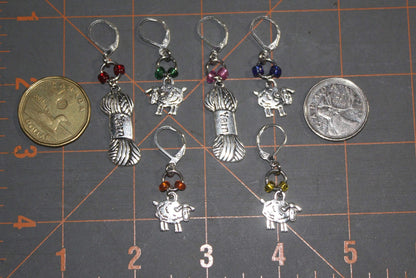 6 Removable Locking Stitch Markers for Knitting and Crocheting - Colourful Sheep and Yarn Charms - Set of 6 Progress Markers - Crochet Earrings by Morgan Curio