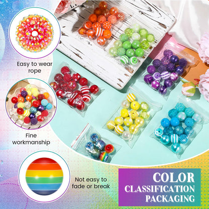 Huquary 100 Pcs 20mm Rhinestone Bubblegum Beads for Pens Mixed Crystal Resin Chunky Beads for DIY Craft Keychain Necklace Bracelet Jewelry Making(Rainbow Color)