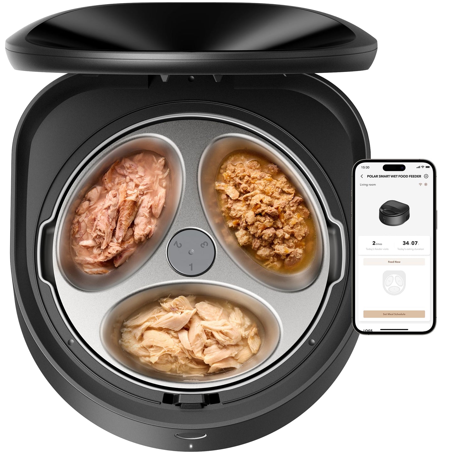 PETLIBRO Automatic Cat Feeder Wet Food with Stainless Steel Bowl, Refrigerated Auto Cat Feeder with Semiconductor Cooling, 3 Fresh Meals for 3 Days, App-Controlled Pet Food Dispenser, Easy to Clean