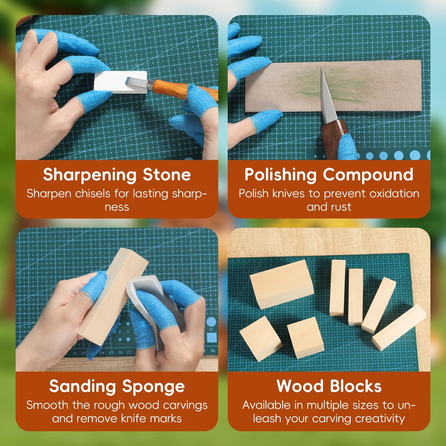 Housolution Wood Carving Kit with Carrying Bag, 29PCS Wood Carving Tools Whittling Kit Includes Carving Knives Carving Chisels Basswood Blocks Gloves, Woodworking Tools for Beginners DIY Hobbies, Gray