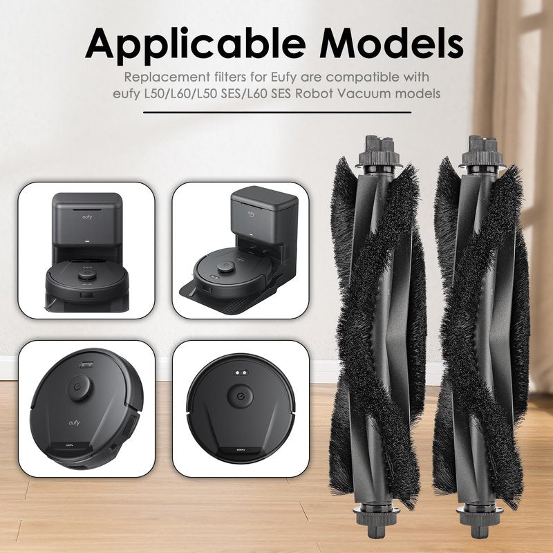 (2 Pack) L60 L50 Replacement Roller Brushes Compatible With eufy L60, L60 Hybrid, L60 SES, L50 SES, L50 Series Robot Vacuum, Main Brush Accessories Kit, Multi-Surface Brush