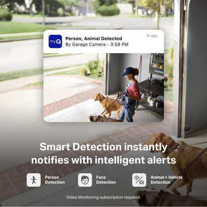 myQ Smart Garage Security Camera – 1080p HD Video, Night Vision, Motion Detection, Magnetic, Wi-Fi, Two-Way Audio, Smartphone Control