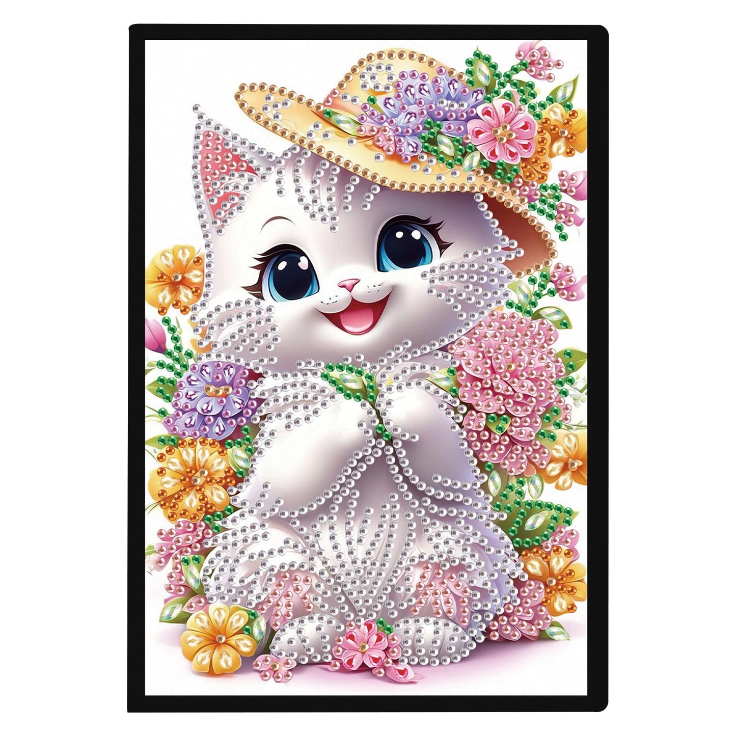 SHEGZHUC Diamond Painting Notebook Journal A5 Blank 14.5x21cm/5.7×8.26in Diamond Painting Composition Journaling Notebooks Notepad Sketchbook Diary Special Drills Girls Gifts || Cat Animal Flowers