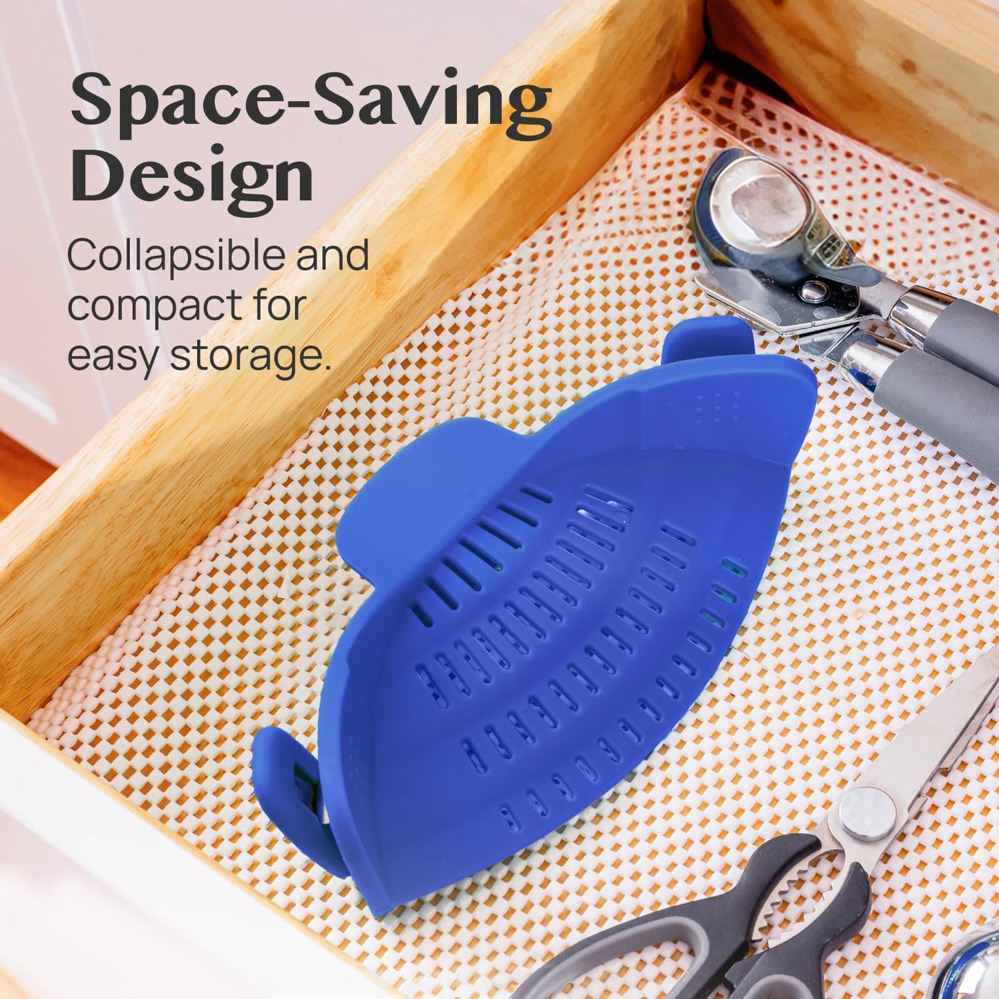 Kitchen Gizmo Snap N' Strain Clip On Strainer for Pots and Pans - Collapsible Silicone Pasta Strainer and Kitchen Gadget for Cooking - Easy to Use, Heat Resistant and Space Saving Colander - Green