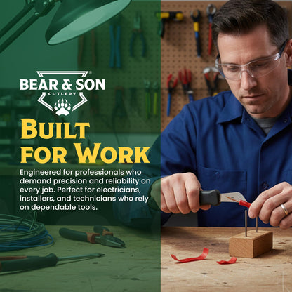 Bear & Son – Fixed 1.75" Splicer Utility Knife | 440 High Carbon Stainless Steel Sheepfoot Blade with Cushioned Kraton Grip | Compact Work, Shop & Everyday Use Fixed Blade Knife – Made in USA