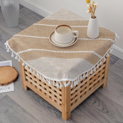 24 Inch Small Waterproof Cotton Linen Washable Tablecloth Farmhouse Wrinkle Free Round Burlap Table Cloths Coffee Heavy