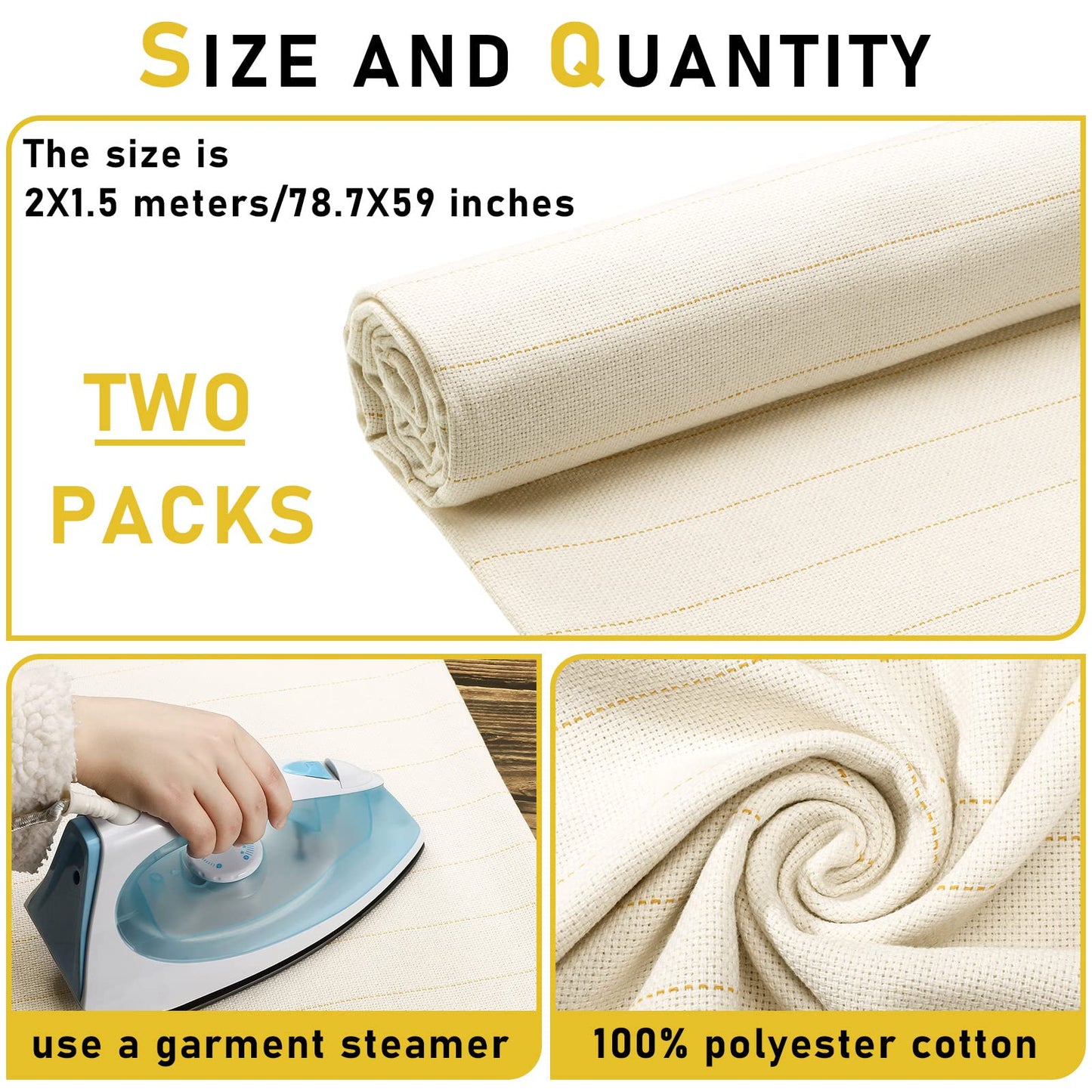 Tatuo 2 PCS 79 x 59 Inch Large Tufting Cloth with Marked Lines - Primary Monk's Cloth Punch Needle Fabric for Punch Needle Tufting DIY Crafts Rug Making Supplies