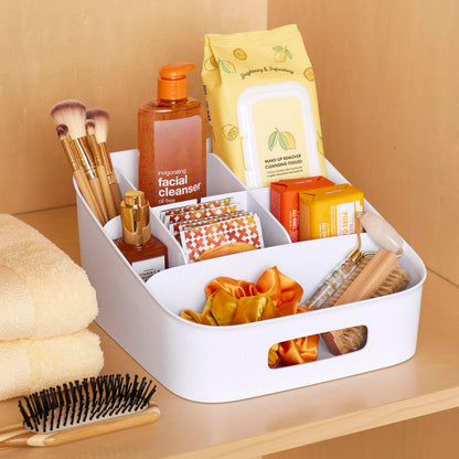 YouCopia ShelfBin Packet Organizer, 4-Tier Stairstep Raised Divided Bin, BPA-Free Storage Caddy for Kitchen Pantry and Cabinet Organization, Tea Bags, Medicine, and More