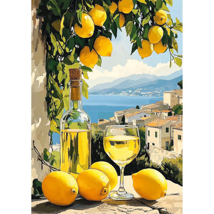TOSTOG Italian Limoncello Diamond Art Kits for Adults, Lemon Diamond Paintings for Adults, Cartoon Full Drill Diamond Art Kits, 5D Diamond Paintings Kit Gem Painting Wall Decor and Gift 12 * 16 Inch.