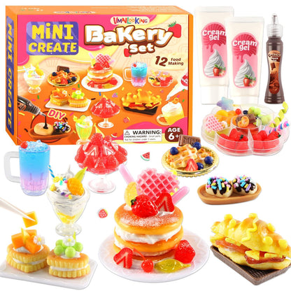 12 Making Miniature Food, Mini Dessert Cup Making Craft Set, DIY Mini Food, NOT Edible, Birthday Idea for Kids Age 6+, Fun Party Gift(Mini food1)