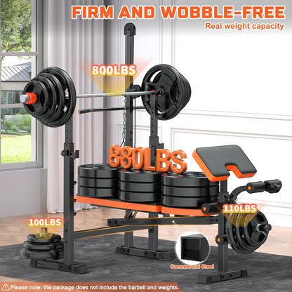 Fostoy 800lbs 8-in-1 Weight Bench – Lat Pulldown, Leg Extension/Curl, Press Bench with Preacher Curl & Adjustable Seat for Home Gym (800lbs 8-in-1 Weight Bench)
