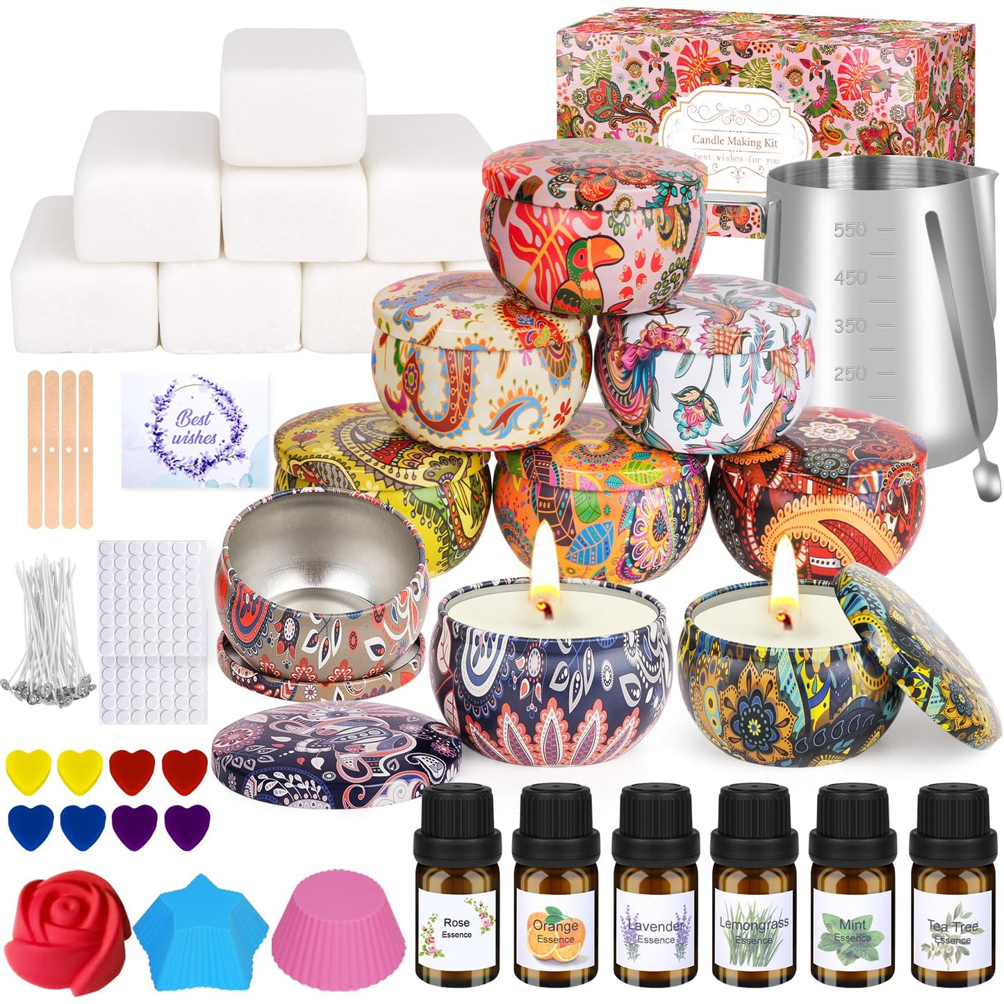 Trulloyoo Candle Making Kit for Adult, DIY Candle Making Supplies Include Soy Wax, Wicks, Candle Tins, Essential Oils, Dyes, DIY Arts & Crafts Gift, Beginners, Adults
