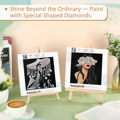 Jaloro 6 Pack 8 x 8 Inch 5d Crystal Diamond Painting Kits for Adults, Elegant Woman Butterfly Flower Diamond Art Kits, DIY Rhinestone Picture Sets for Beginner Artist Home Wall Decor Gifts, No Frame