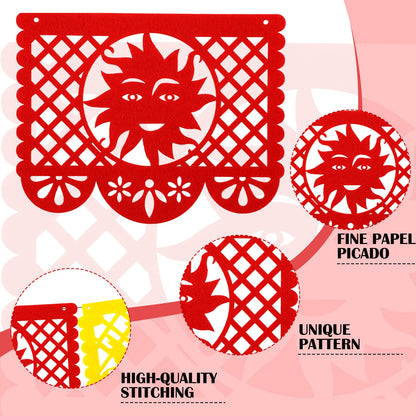 7 Pack Papel Picado Banner Mexican Party Fiesta Flag Cinco De Mayo Theme Party Decorations Day of The Dead Felt Garland Dia De Los Muertos Decor for Mexican Birthday Party Supplies, 68.6 ft Total