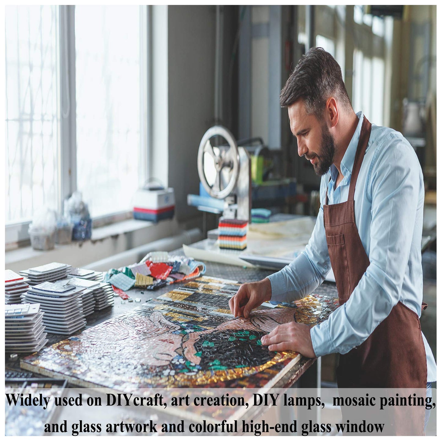 Csdtylh 1100 Pcs Mosaic Tiles, Glass Mosaic Tiles for Crafts Bulk, Stained Mosaic Glass Pieces, Mosaic Supplies for Home Decoration, Art Crafts, DIY Projects, Transparent (Mixed Shape)