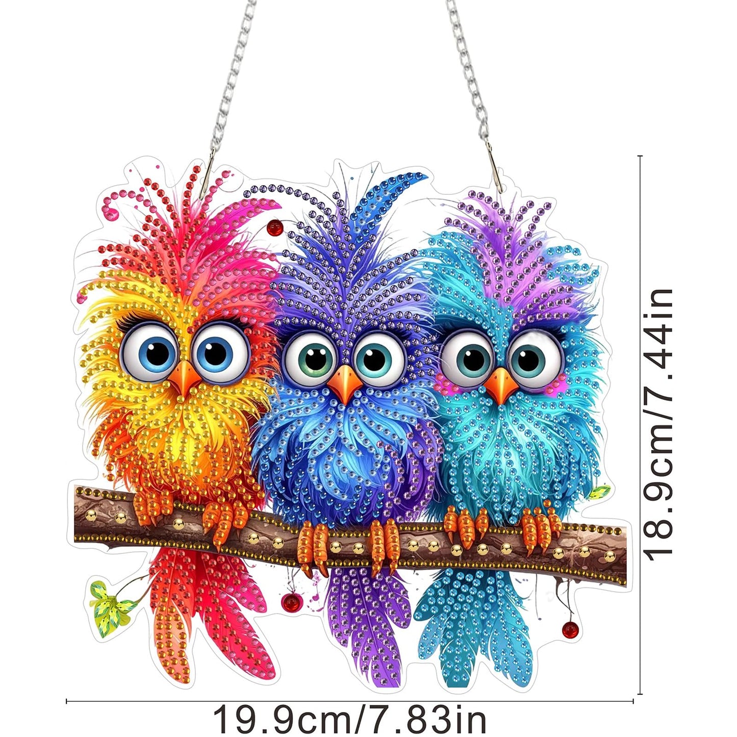 SENQAO Bird Diamond Art Hanging Kits for Adults Kids, Double Sided DIY Acrylic Diamond Art Painting Window Pendants Home Garden Wall Hanging Kits Hanging Ornament