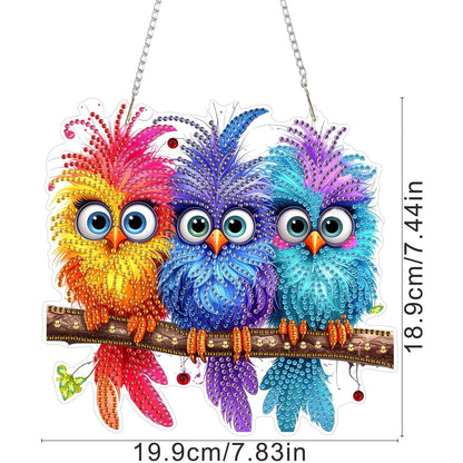 SENQAO Bird Diamond Art Hanging Kits for Adults Kids, Double Sided DIY Acrylic Diamond Art Painting Window Pendants Home Garden Wall Hanging Kits Hanging Ornament