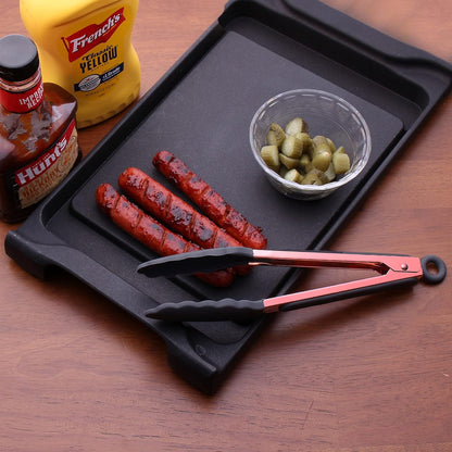 COOK WITH COLOR Stainless Steel Silicone Tipped Kitchen Food BBQ Tongs Set of Two, 9” and 12” for Non-Stick Cookware,